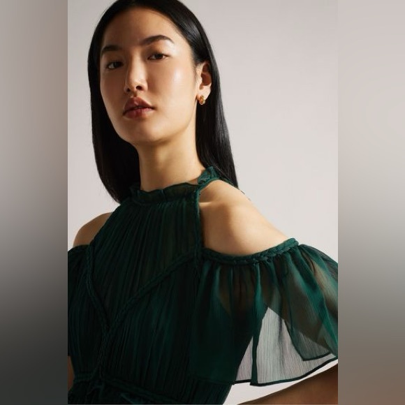 Nwt TED BAKER LONDON  dark green rope detail mini dress size 4 ~ UK 14 ~ L - Picture 4 of 10